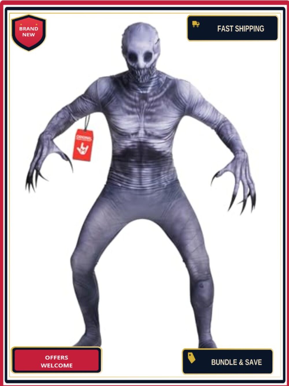 Adult Rake Costume Full Body Bodysuit with Attached Hooded Mask for Halloween